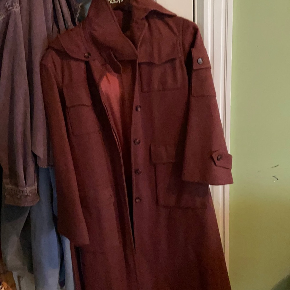 vintage wool trench, circa 1970s. Excellent condition